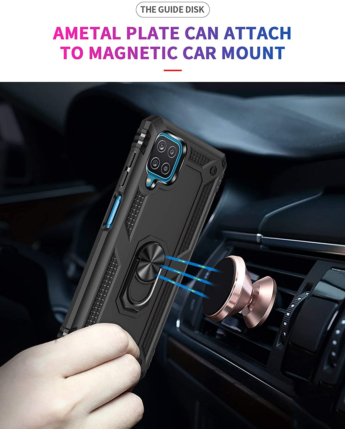 Protectores para celular  para Samsung  A12 / M12 Funda reforzada con anillo v2 Negro